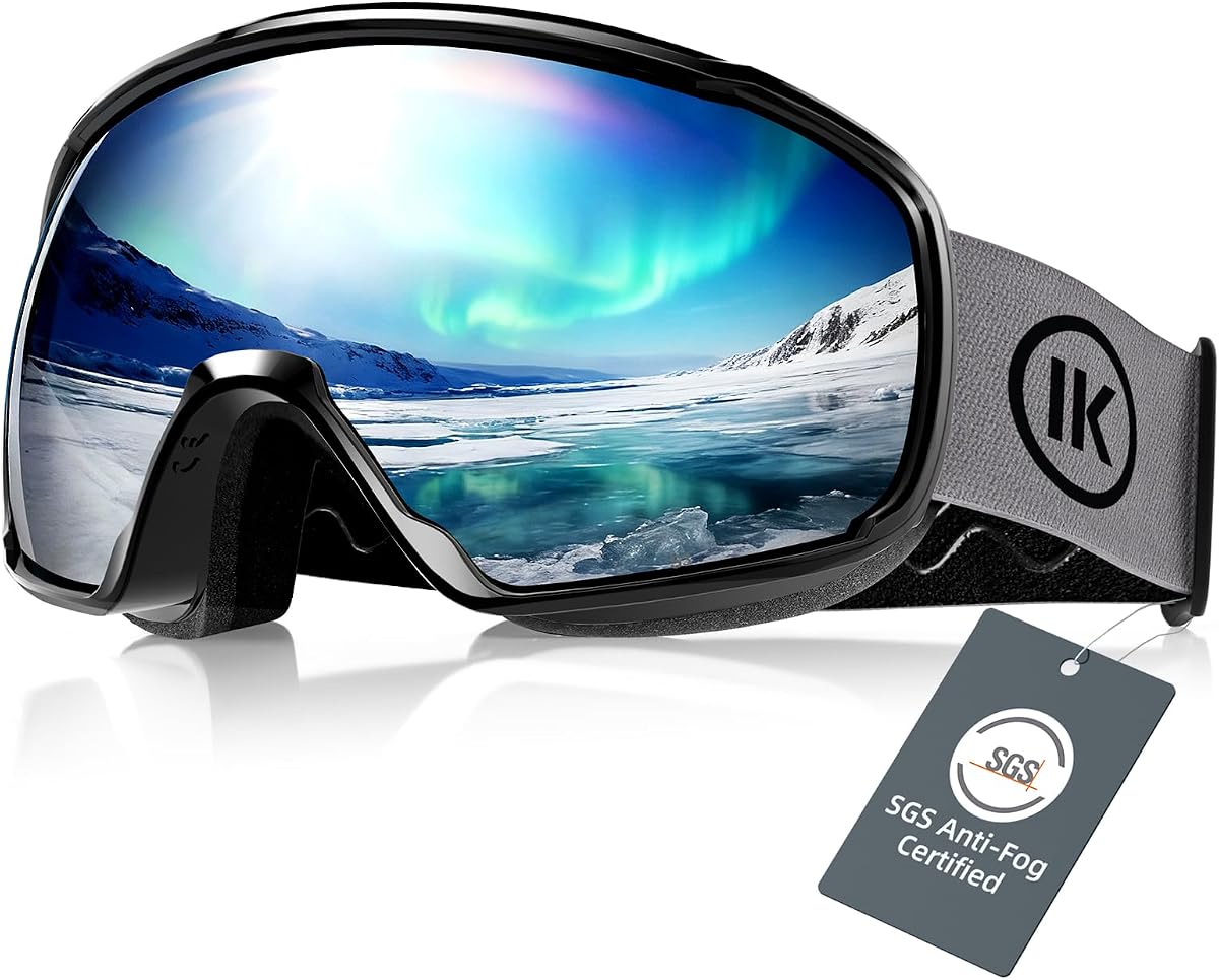 Gafas de esquí OTG, gafas de snowboard antivaho para hombres y mujeres | Lentes antivaho con certificación SGS, diseño OTG sobre gafas, protección UV y compatibilidad con casco