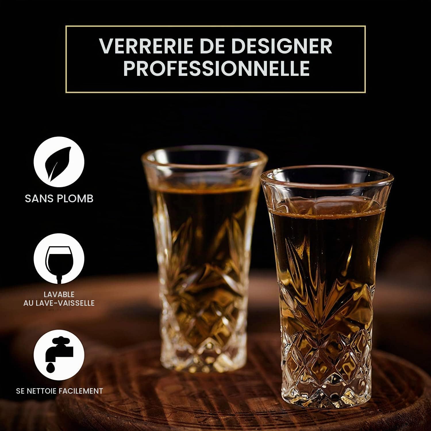 JAIEF Verres à shot de 60 ml, sans plomb, transparent, base lourde (Lot de 12)