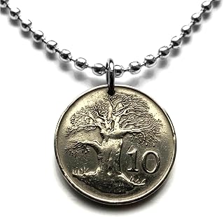 1991 Great Zimbabwe Rhodesia Nyasaland 10 Cent coin pendant African Baobab tree stone carved bird Harare Salisbury Bulawayo Chitungwiza Mutare Epworth Shona Ndebele Bantu Lemba Gweru Kwekwe n000075