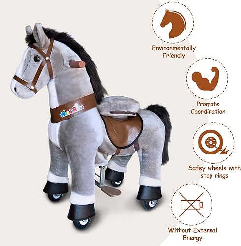 Miniatura 25 de WondeRides Caballo de juguete para pasear a caballo, tamaño M 4 para edades de 4 a 9 años (36 pulgadas de altura), unicornio mecánico con ruedas