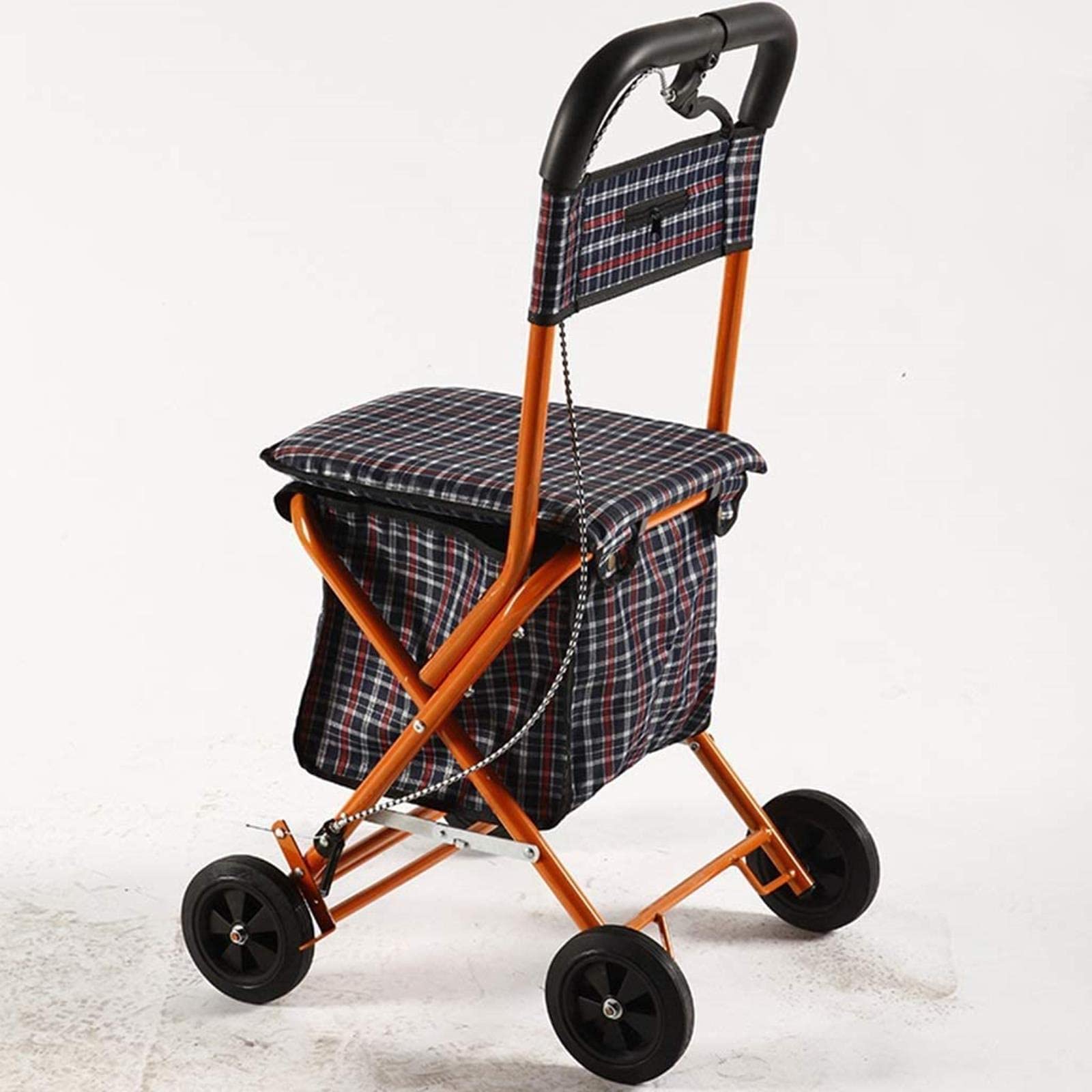 Rollator Walker Carrello portatile pieghevole per uso domestico Ausilio per la deambulazione per disabili con freni a mano con borsa della spesa Leggero e compatto