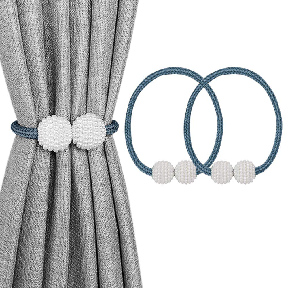 Alzapaños de cortina magnéticos OUdini en cuerda gris trenzada para salón set de 2 piezas