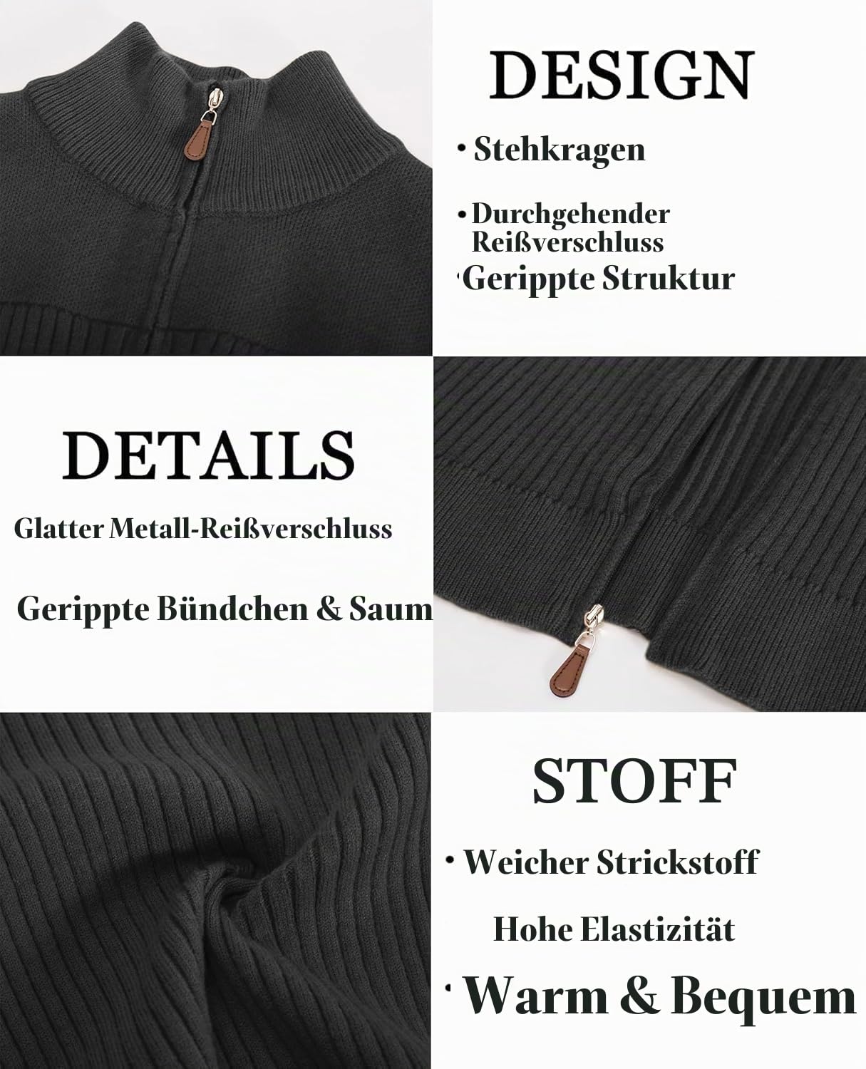 PJ PAUL JONES Strickjacke Herren mit Reissverschluss und Stehkragen Cardigan Pullover