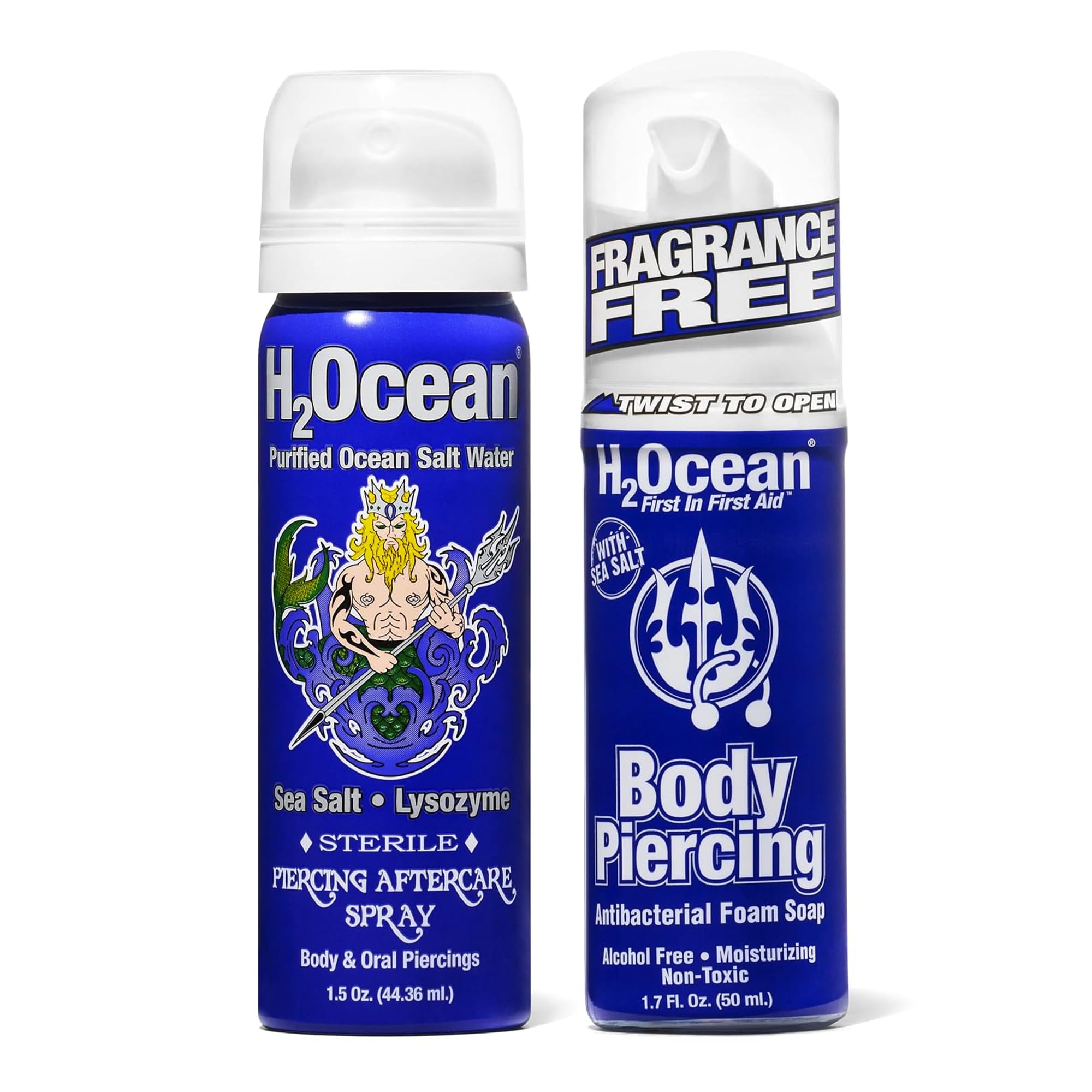 Piercing Aftercare Spray, Sea Salt Keloid & Bump Treatment 1.5oz + Body Piercing Foam Soap Sea Salt Piercing Aftercare 1.7oz