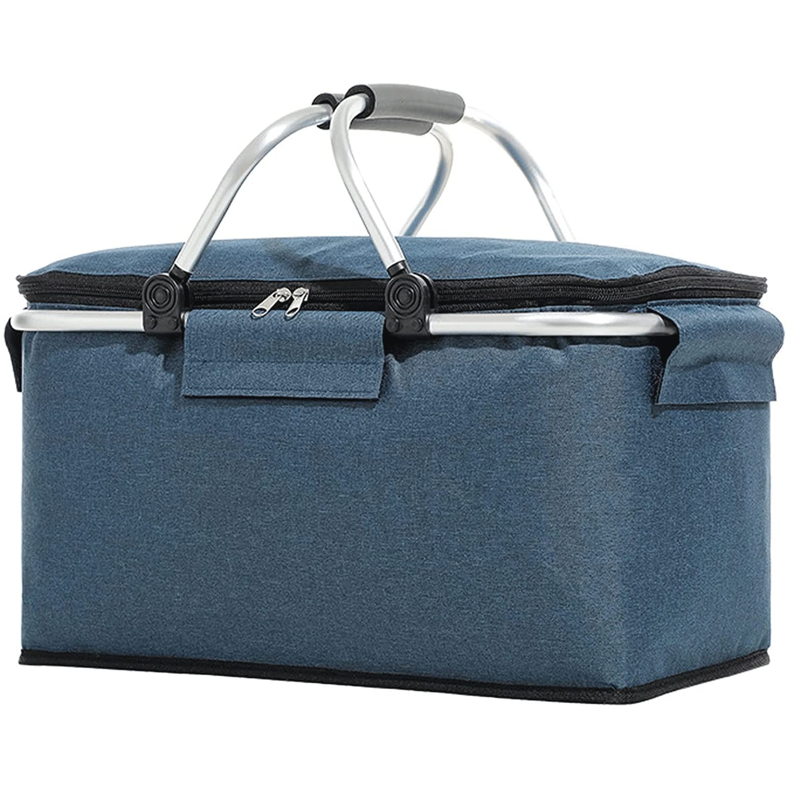 Cesta de Picnic Plegable con Aislamiento térmico, Bolsa de Almuerzo portátil con Aislamiento, Bolsa de Almuerzo Grande con Asas de Aluminio para la Oficina, Camping, Senderismo, pi