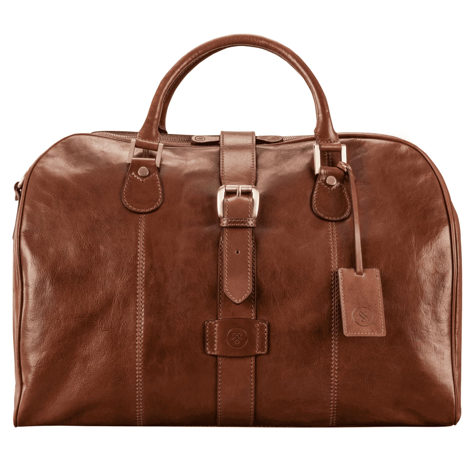 Maxwell Scott - Luxury Mens Womens Leather Carry-On Cabin Luggage for Travel - Handmade in Italy - The Farini Chestnut Tan