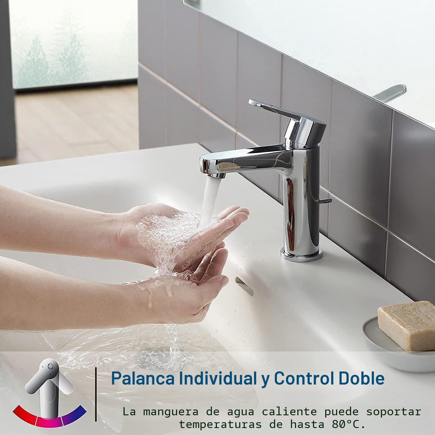 Grifo de Baño Con Barra de Tracción, CECIPA Grifo Lavabo Sencillo, Grifo Baño Cromado, Altura del Caño 112mm, Grifo Monomando Lavabo de Latón, Grifo de Lavabo Diseño Clásico | Grifo monomando para baño, grifo mezclador para lavabo, ahorro de agua