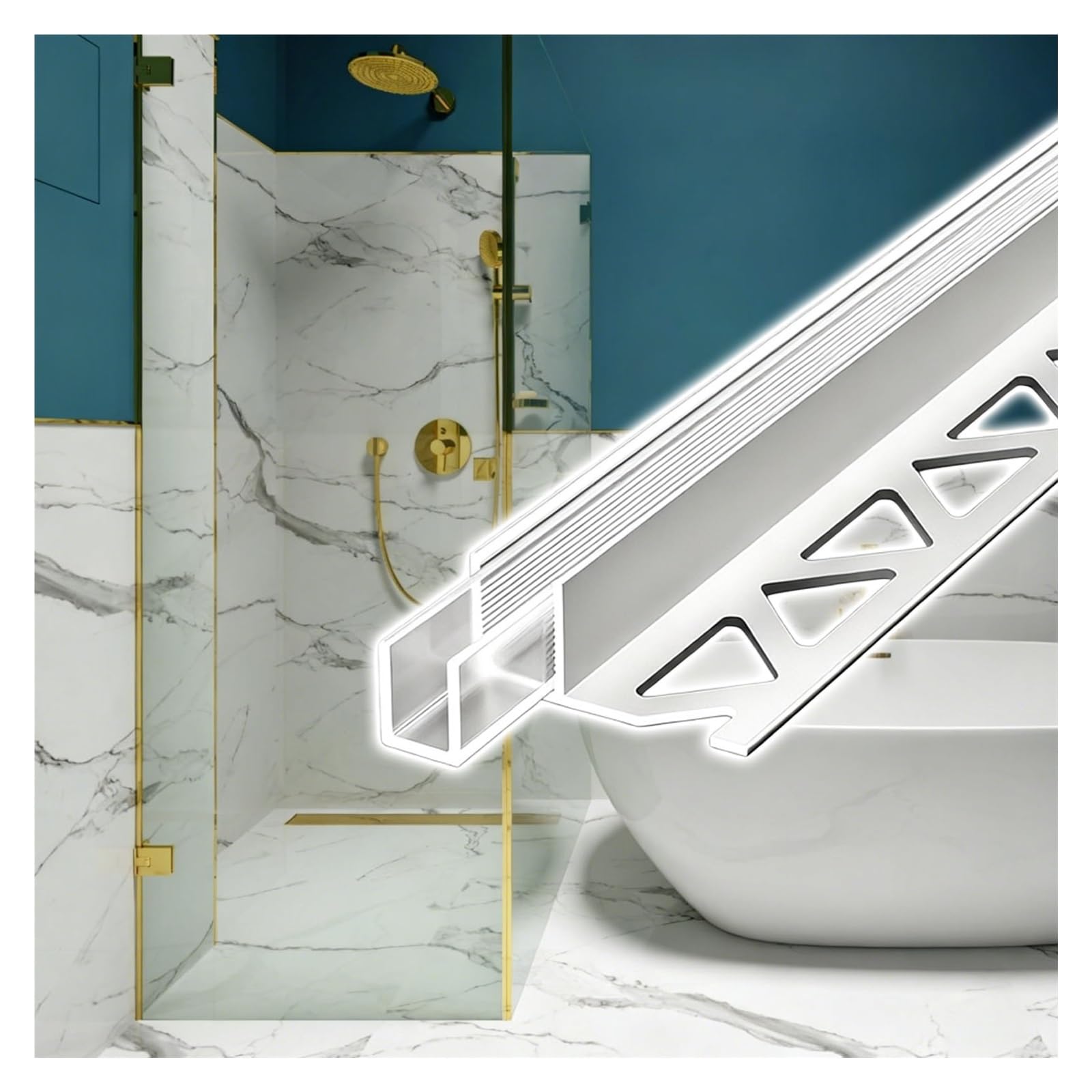 Bande de fixation pour panneaux 8-15 mm et rail de porte de douche F-PE