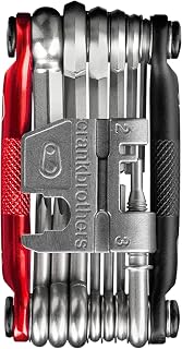 Crankbrothers M19 Multi-Tool: 19 Functions, 8-12 Speed Chain Tool, Lifetime Warranty, Matte Black/Red