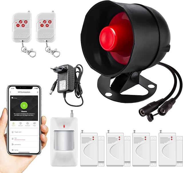 House Alarms System WiFi Door Window Sensor Alarm System | Home Security Systems Anti-theft 120DB Alarm | Smart Magnetic Sensor Alarm with Free Notification APP Control &Remote Control for Garage Shed