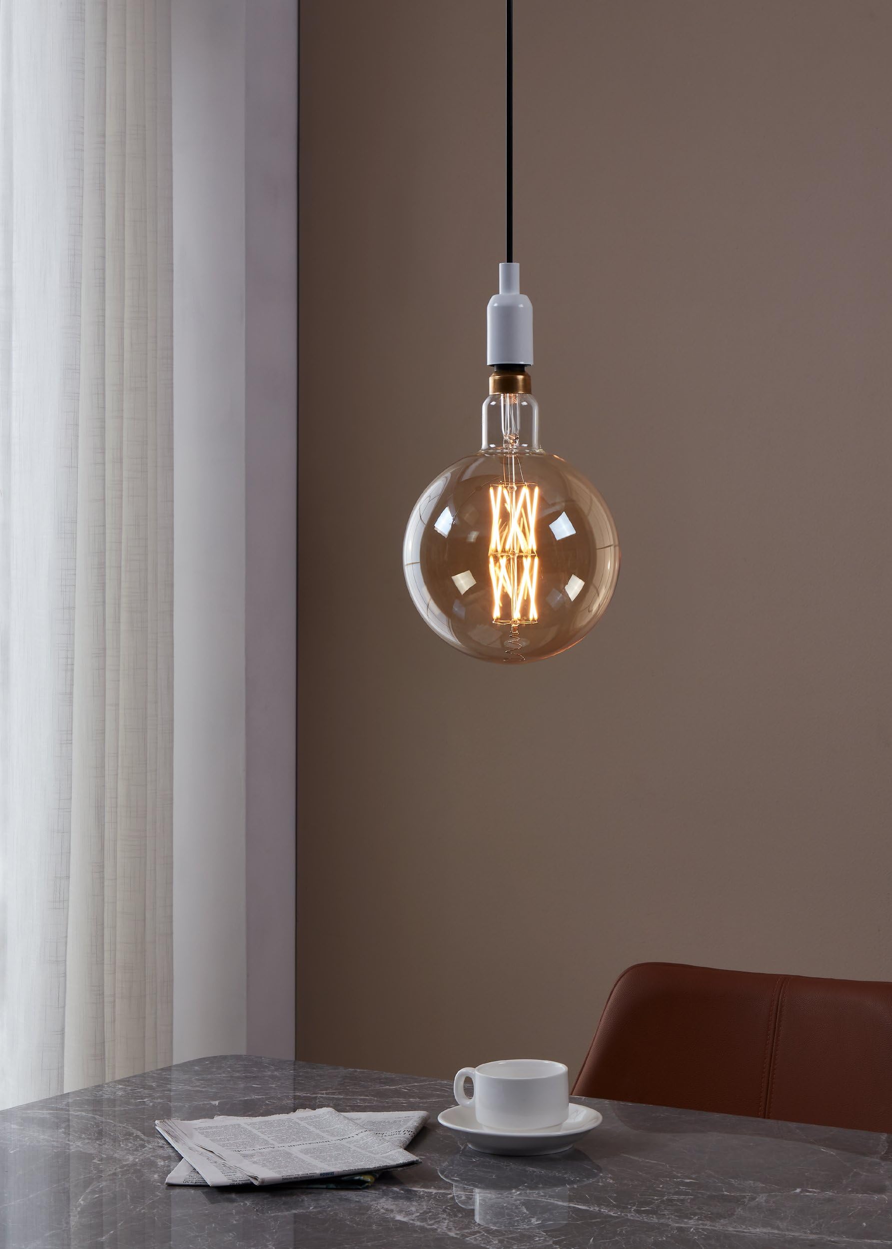 Eglo LED E27 dimmerabile, lampadina vintage ambra di grandi | dimensioni, globo di luce retrò, 8 Watt (equivalente a 60 Watt), 806 Lumen, illuminante bianco caldo, 2100k, G200, Ø 20 cm