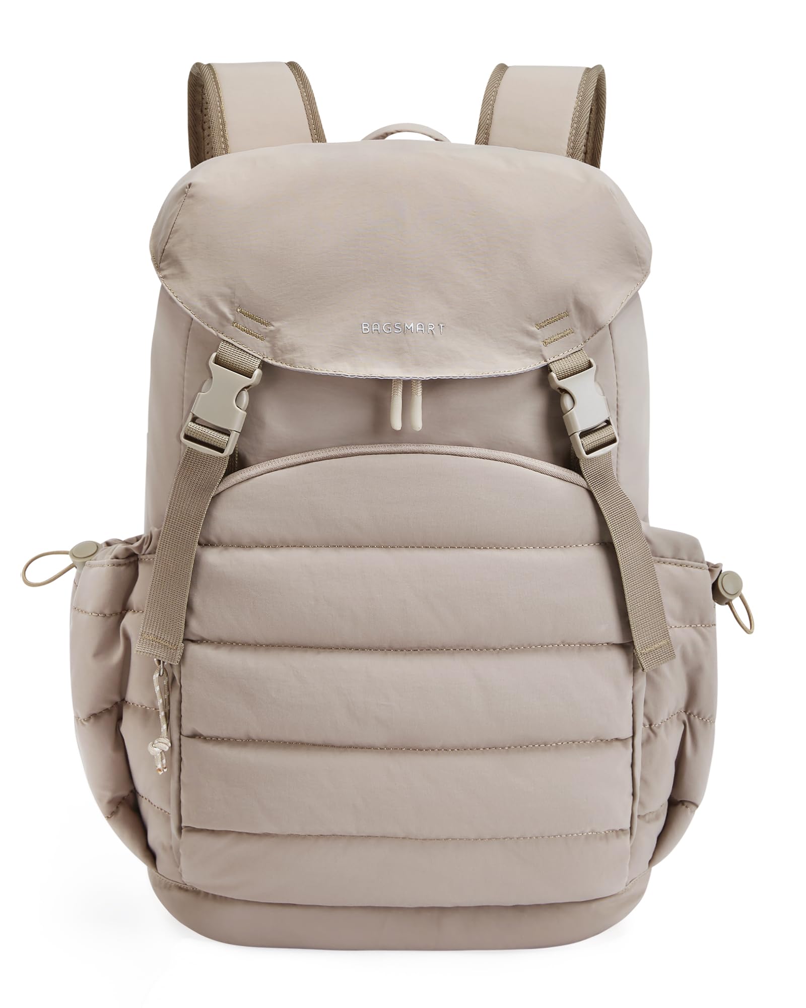 BAGSMART College Laptop Backpack, Opening Travel Backpack for Women, Outdoor Backpack for 15.6 Inch Laptop, Camel