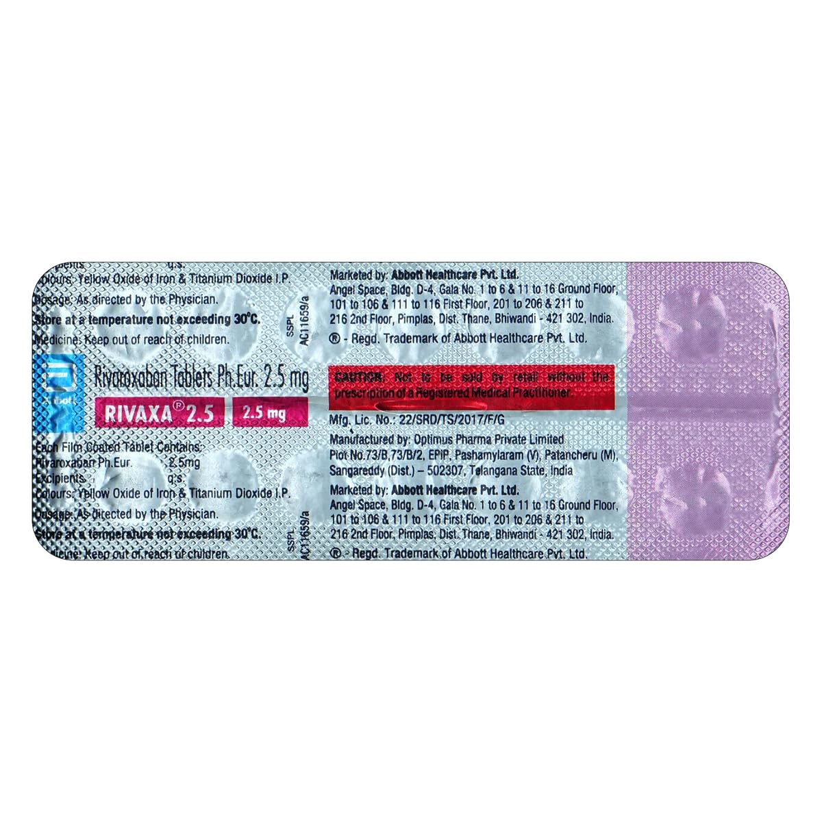 Rivaxa 2.5 - Strip of 14 Tablets