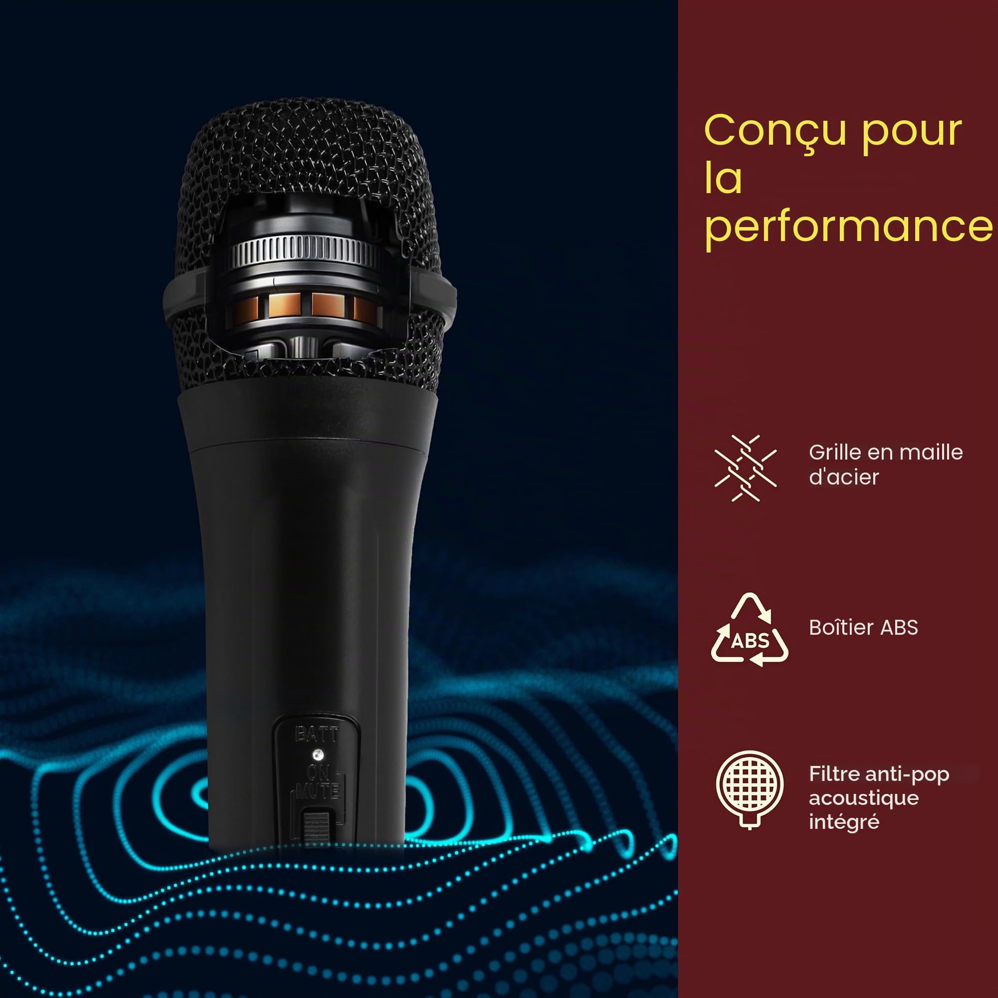 Pyle PDWM91 Système de Microphone sans Fil Portable VHF – Ensemble émetteur de Microphone unidirectionnel Dynamique Professionnel à Piles avec Adaptateur récepteur, pour PA karaoké DJ Party