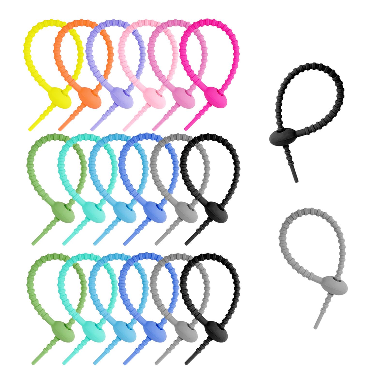 Kalttoy Flexible Silicone Wire Fasteners Twistable Silicone Cable Fasteners Ties Solution for Managing Wires Data Line Wire
