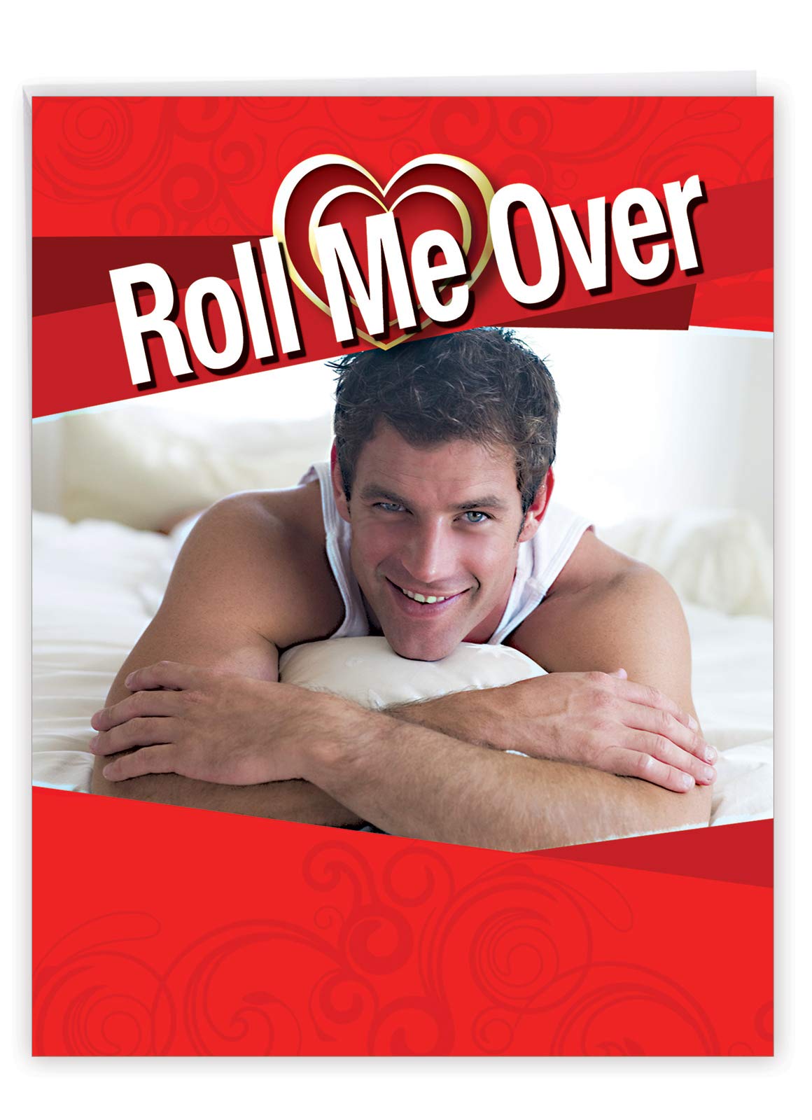 NobleWorksBig Funny Valentine's Day Greeting Card (8.5 x 11 Inch) - Jumbo Notecard for Valentines, Stationery Humor - Roll Me Over J2140