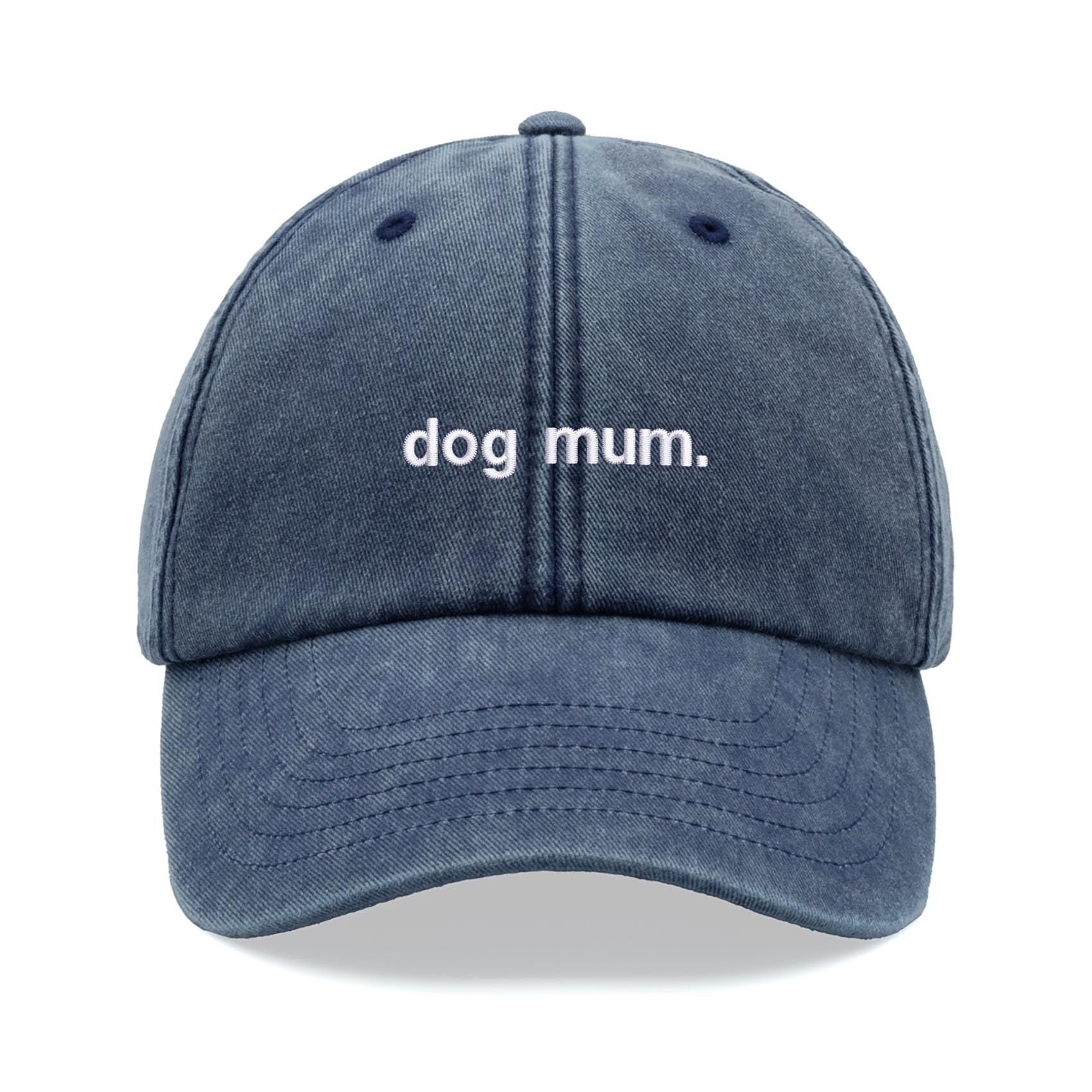 Dog Mum. Baseball Cap Vintage Washed Unisex Dad Hat Adjustable Dog Lady Blue Denim
