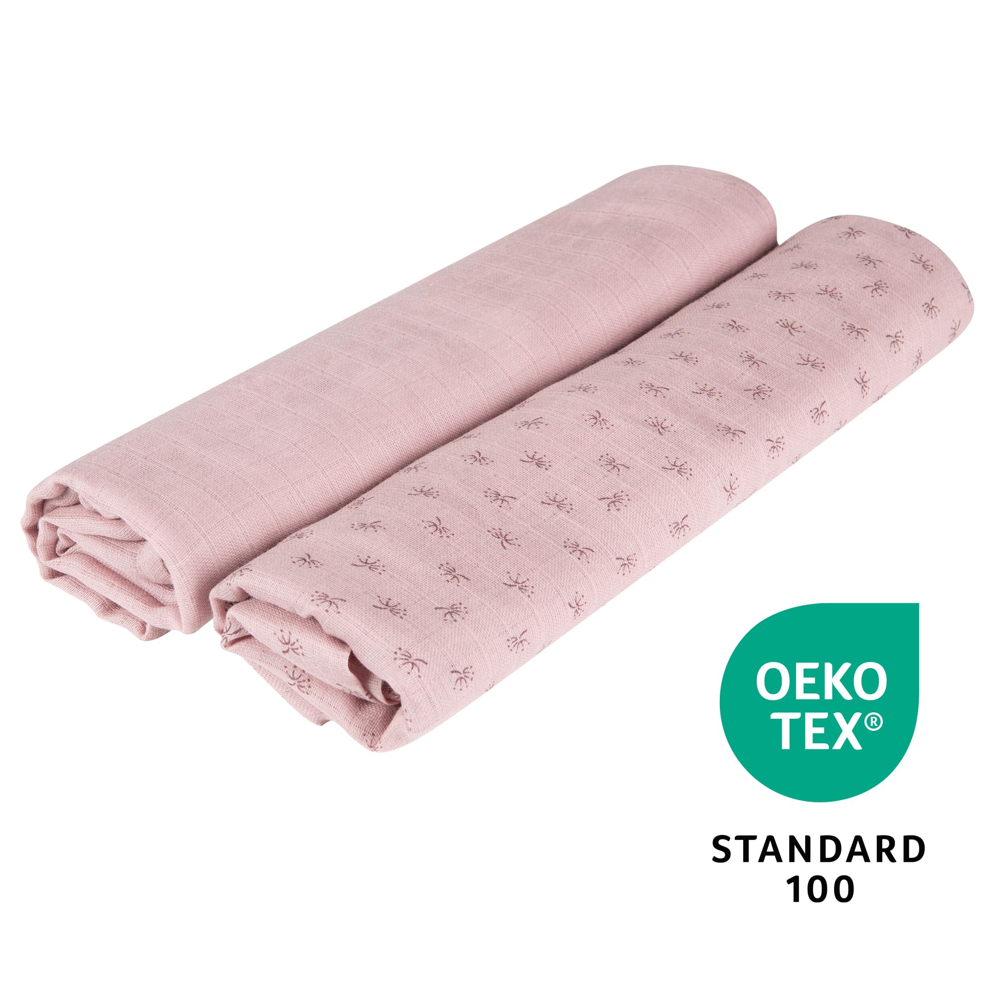 roba Set di 2 Copertine per Allattamento, Mussola di Cotone 100% Biologico, 120 x 120 cm, Traspirante e Lavabile, Materiali Puri ed Ecosostenibili, Rosa