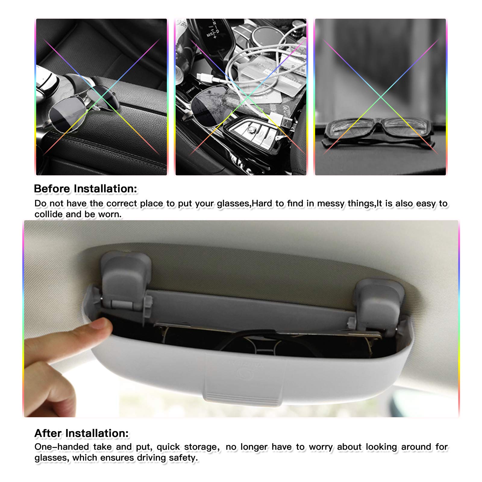 SKTU Custodia per occhiali auto compatibile con Volvo XC40 XC60 XC90 - Porta occhiali da sole per auto, scatola di conservazione per occhiali, materiale ABS (grigio)