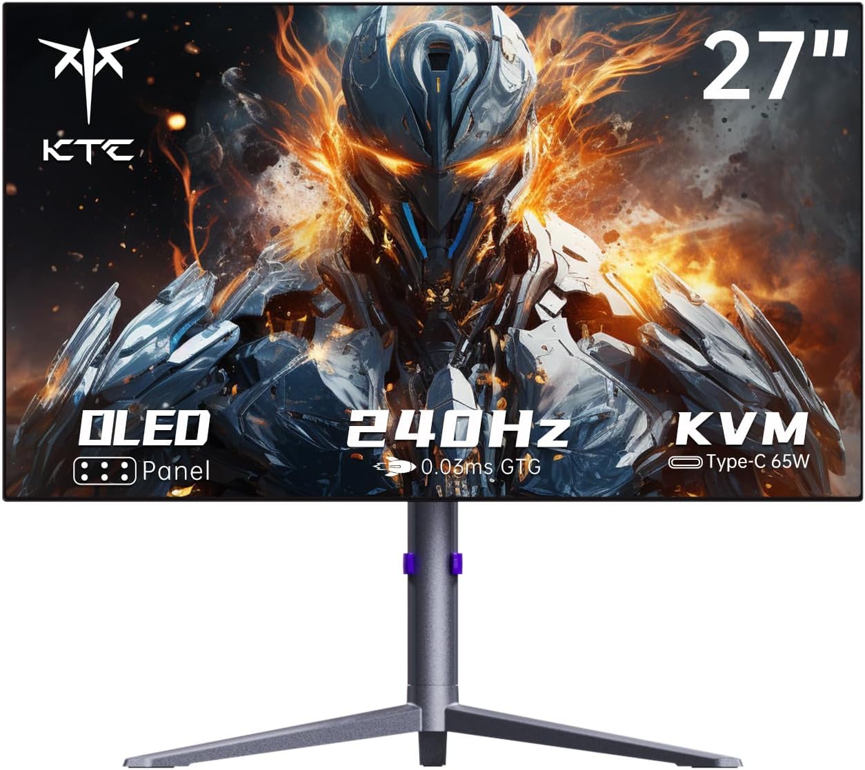 KTC 27 Inch OLED Gaming Monitor, QHD 2560 x 1440, 240Hz, 0.03ms, Type-C 65W, Built-in Speakers, G-SYNC & FreeSync, HDMI2.0, DisplayPort1.4, USB-C 3.0, G27P6