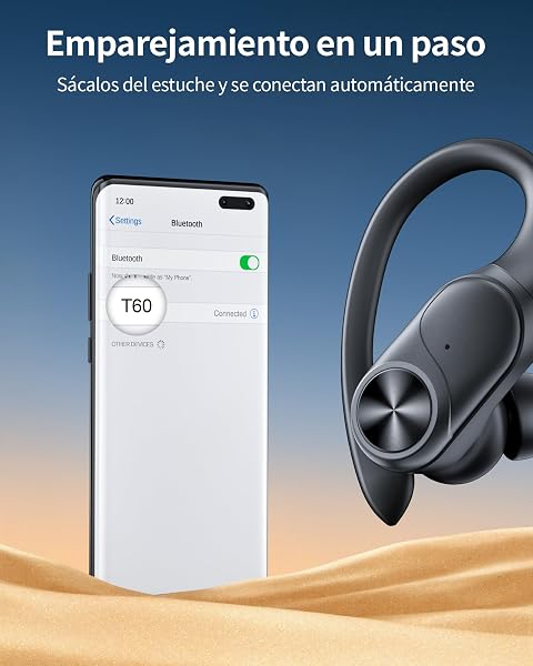 Auriculares Inalámbricos Bluetooth Deportivos 5.3 , 80h Autonomía, Doble Pantalla LED Batería, IPX7 Resistentes, Micrófono Integrado, Controles Físicos, Auriculares para Correr con Gancho de Oreja - 5