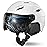 Odoland Ski Helmet with 2-in-1 Visor Goggles, Light Weight Snowboard Helmet for Men Women, Snow Sport Helmets for Skiing, Skating, Snowboarding,White,L