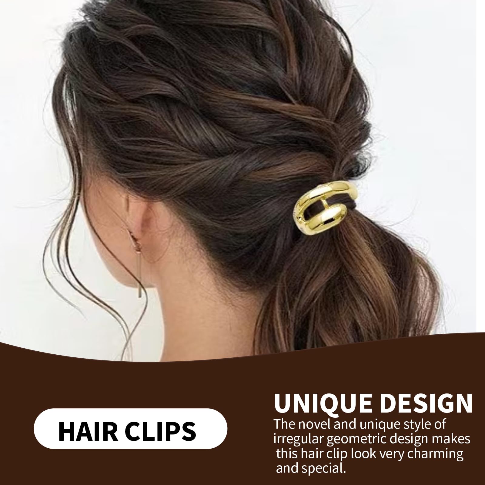 3 horquillas doradas para el pelo para mujer, pequeñas, de metal, para coletas altas, pinzas decorativas para el pelo, pinzas para el pelo con cola de pony, pinzas para el pelo francés
