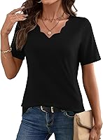 LOMON Women's V-Neck Short Sleeve Summer Tops Casual Tunic Blouses Spring Fashion Blouse