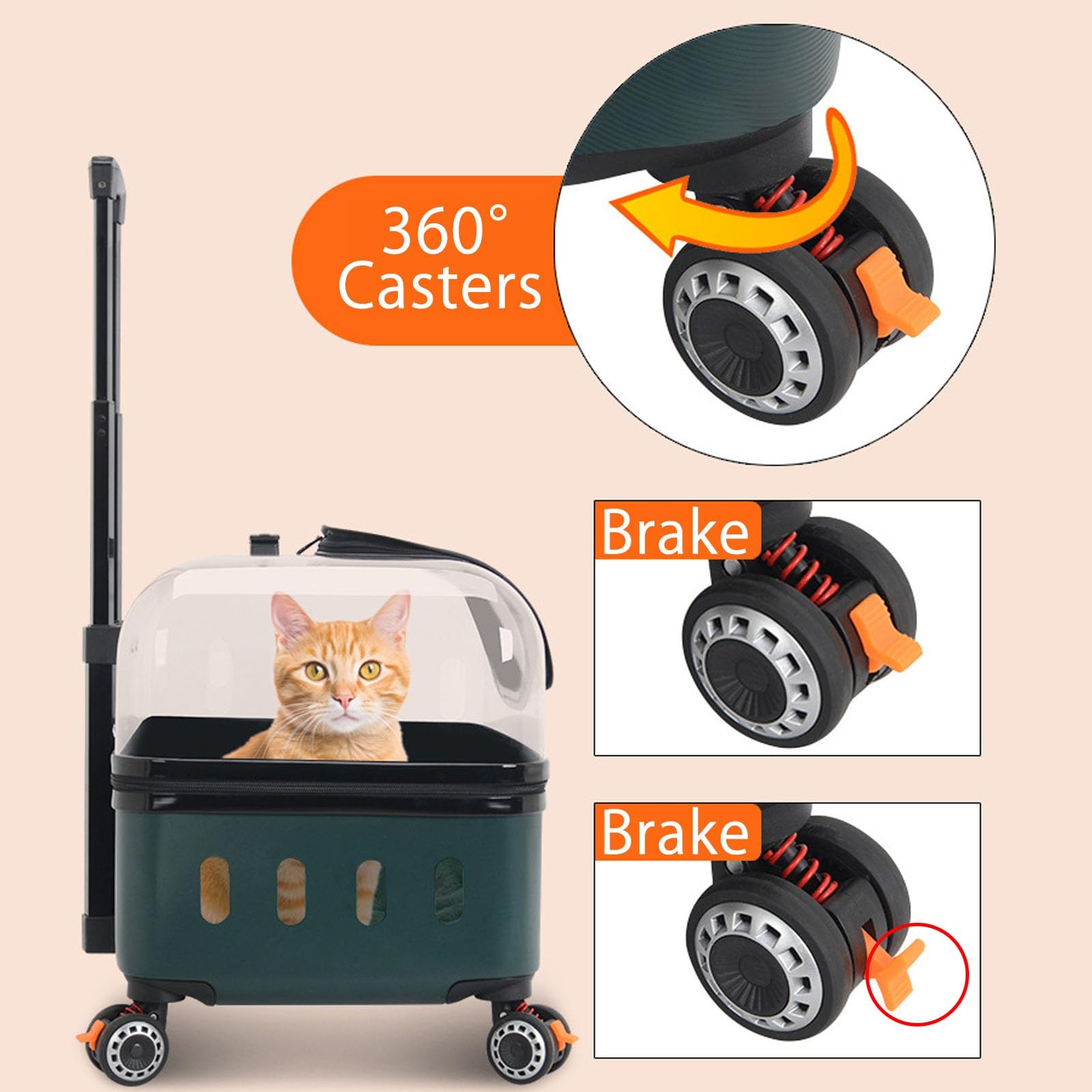 Maleta con Ruedas para Perros y Gatos, Mochila Transpirable para Mascotas, Diseño Ventilado para Viajes, Senderismo y Uso al Aire Libre