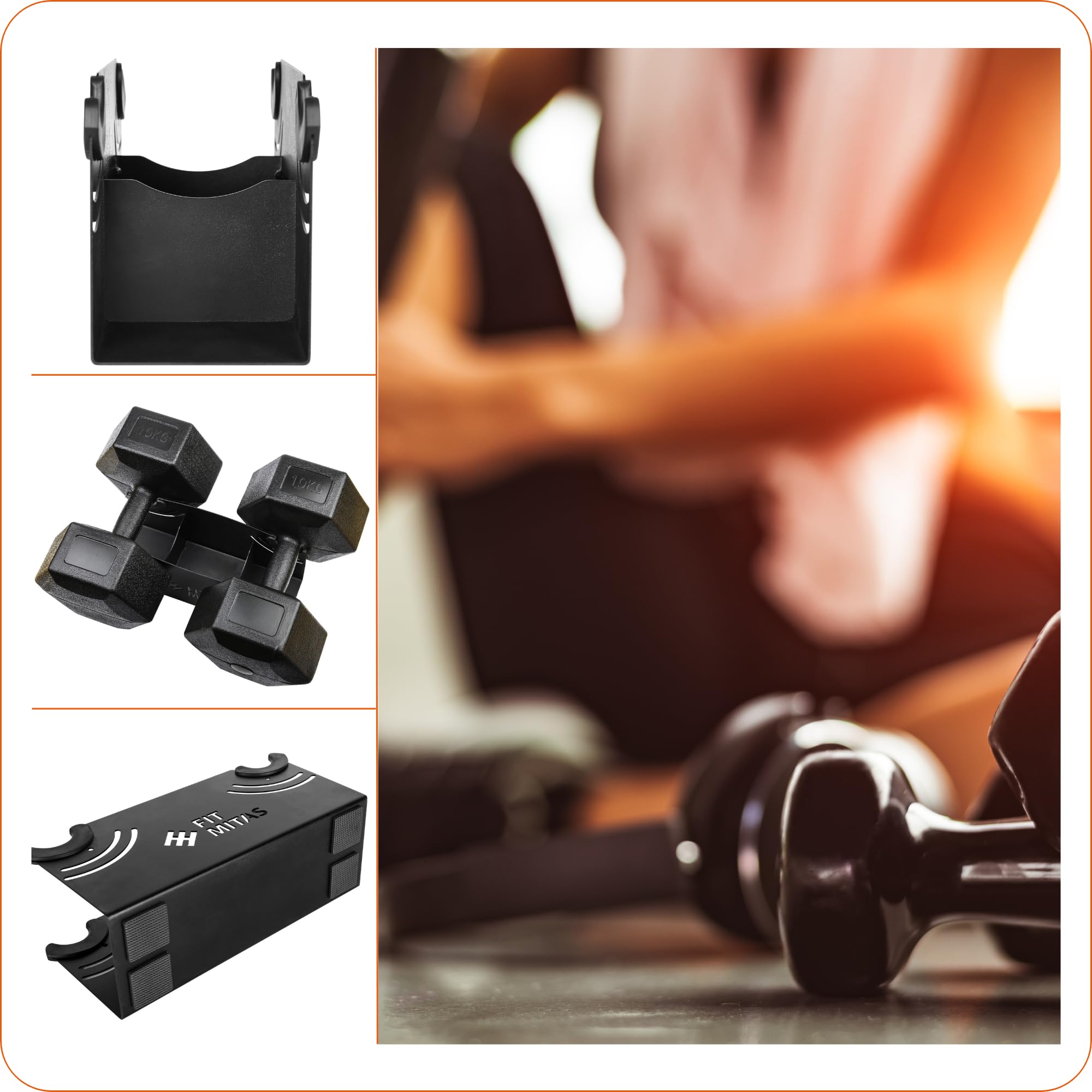Supporto per Manubri e Organizer per Materiale Sportivo, Mensola per Manubri e Accessori da Palestra in Metallo, Grigio