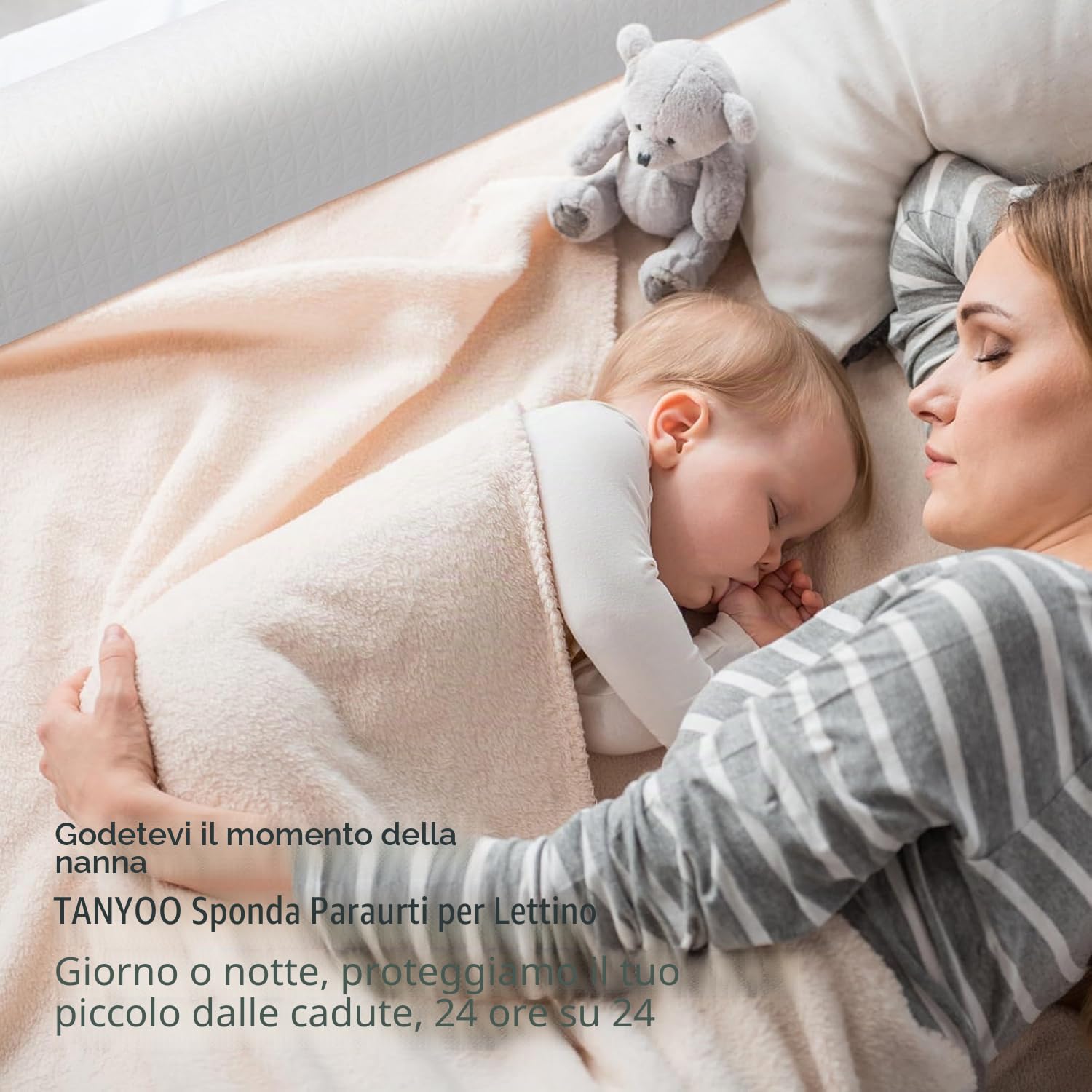 Protezione bordi del letto per lettino, cuscino protettivo, con rivestimento antiscivolo e lavabile, protezione contro le cadute, per bambini e adulti