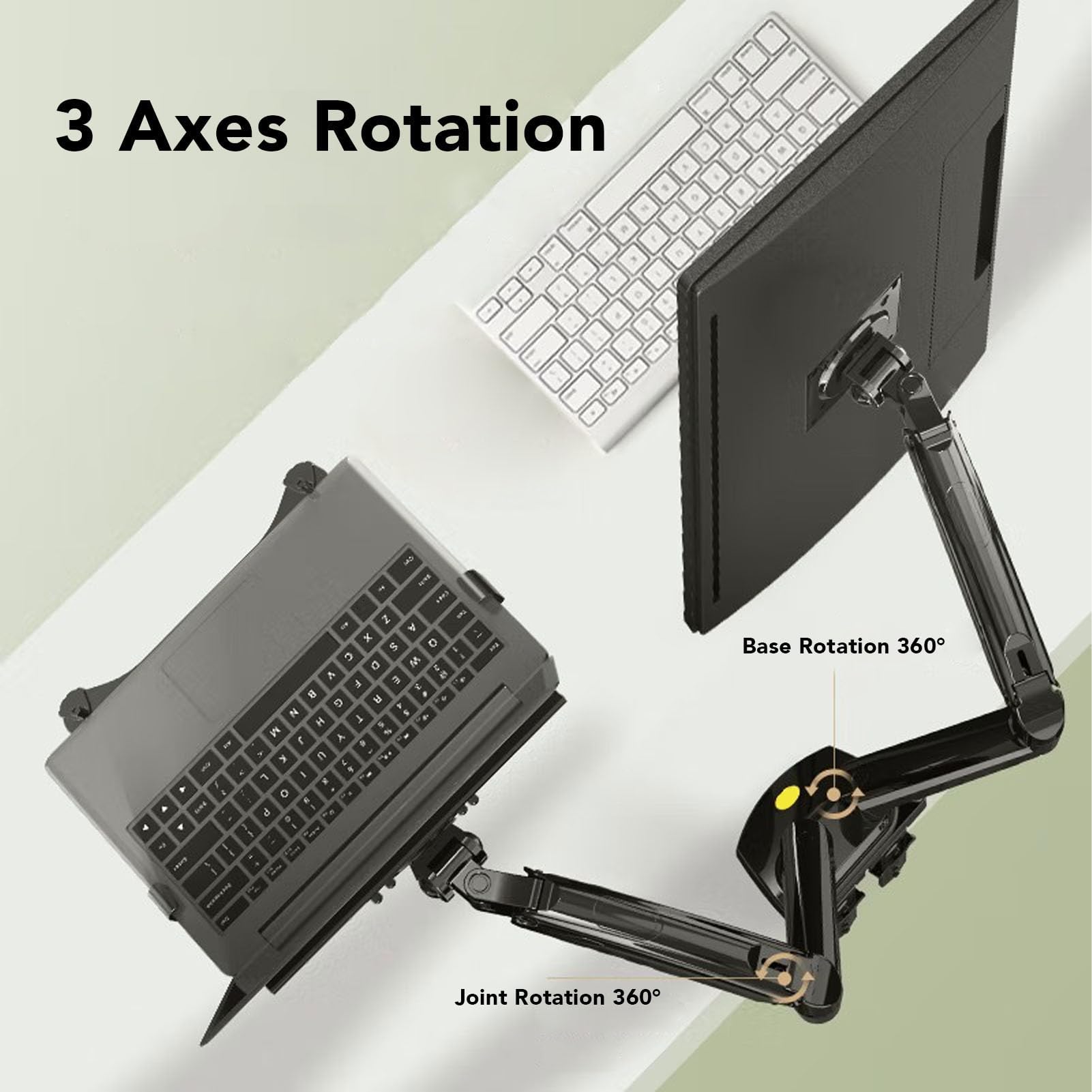 Jiawu Supporto per Display e Laptop F160-FP Supporto Combinato 2 in 1 Compatibile Regolabile per Programmatori di Lavoro con Display da 17-30 Pollici Laptop da 10-17 Pollici