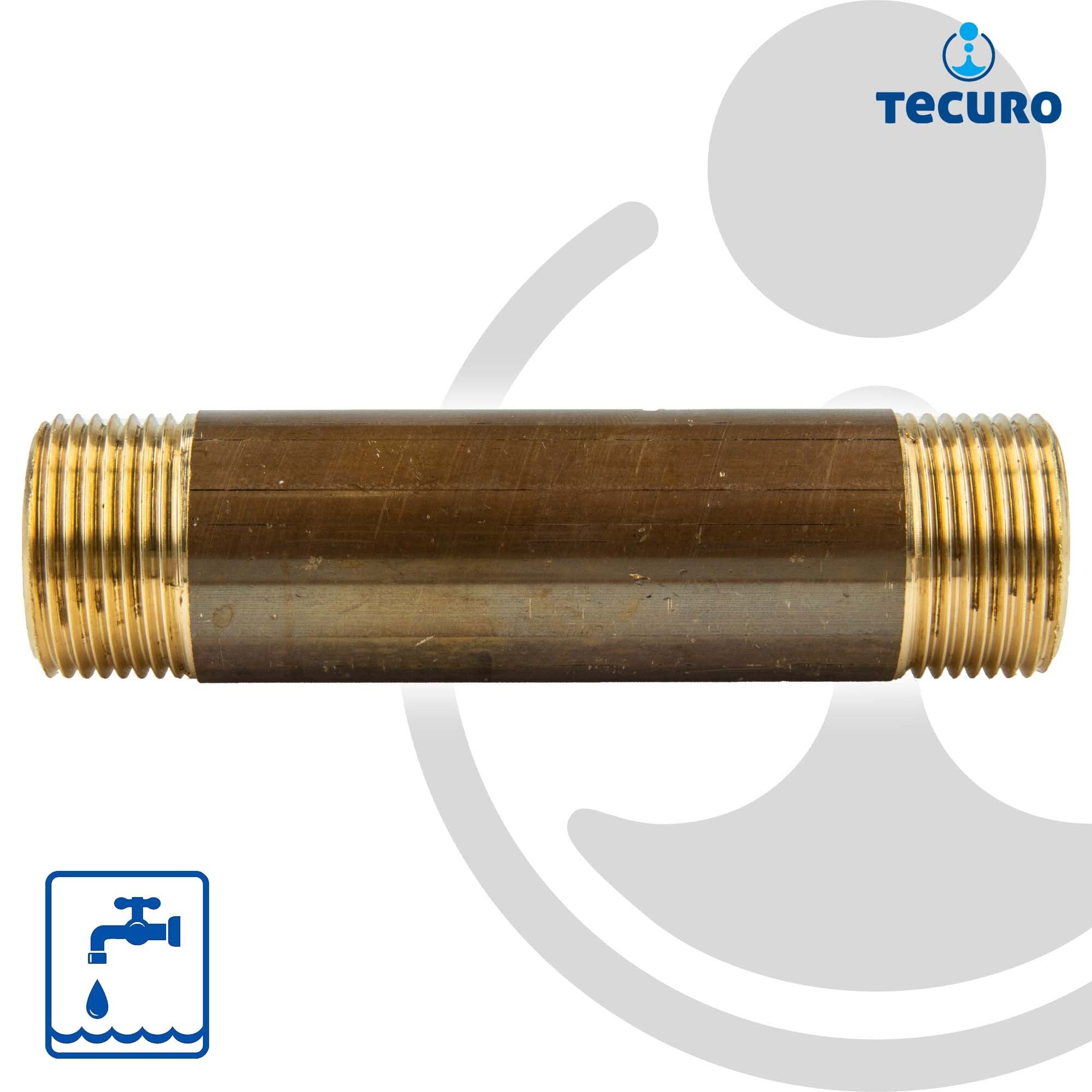 tecuro Podwójna złączka rurowa, obustronny gwint zewnętrzny R 1 cal x 300 mm MS-blank, CW617N