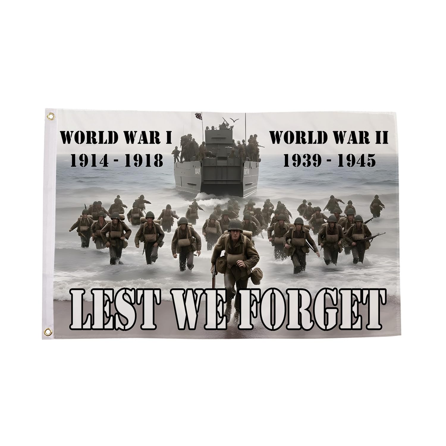 Flagtex D-Day Lest We Forget Flag 5ft x 3ft (150cm x 90cm) Remembrance WW2 Normandy Landing Military | Premium Polyester Brass Eyelets | Veteran Memorial Display Banner