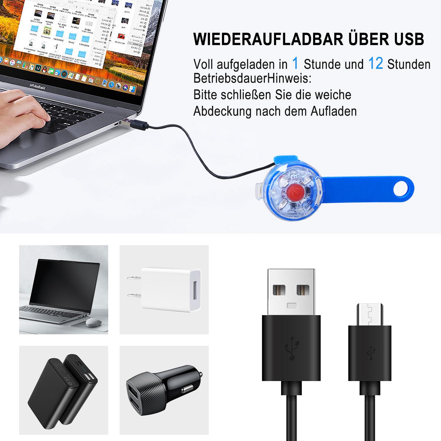 2 luces de seguridad para mascotas, recargable por USB, luz LED intermitente para perros, gatos, 3 modos de parpadeo, impermeable, seguridad para mascotas