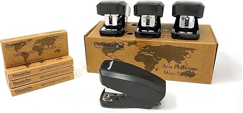 Vista 33 de Aria - Juego de mini grapadoras de alta calidad, con removedor de grapas integrado, 2000 grapas estándar incluidas, para oficina, escuela y viajes