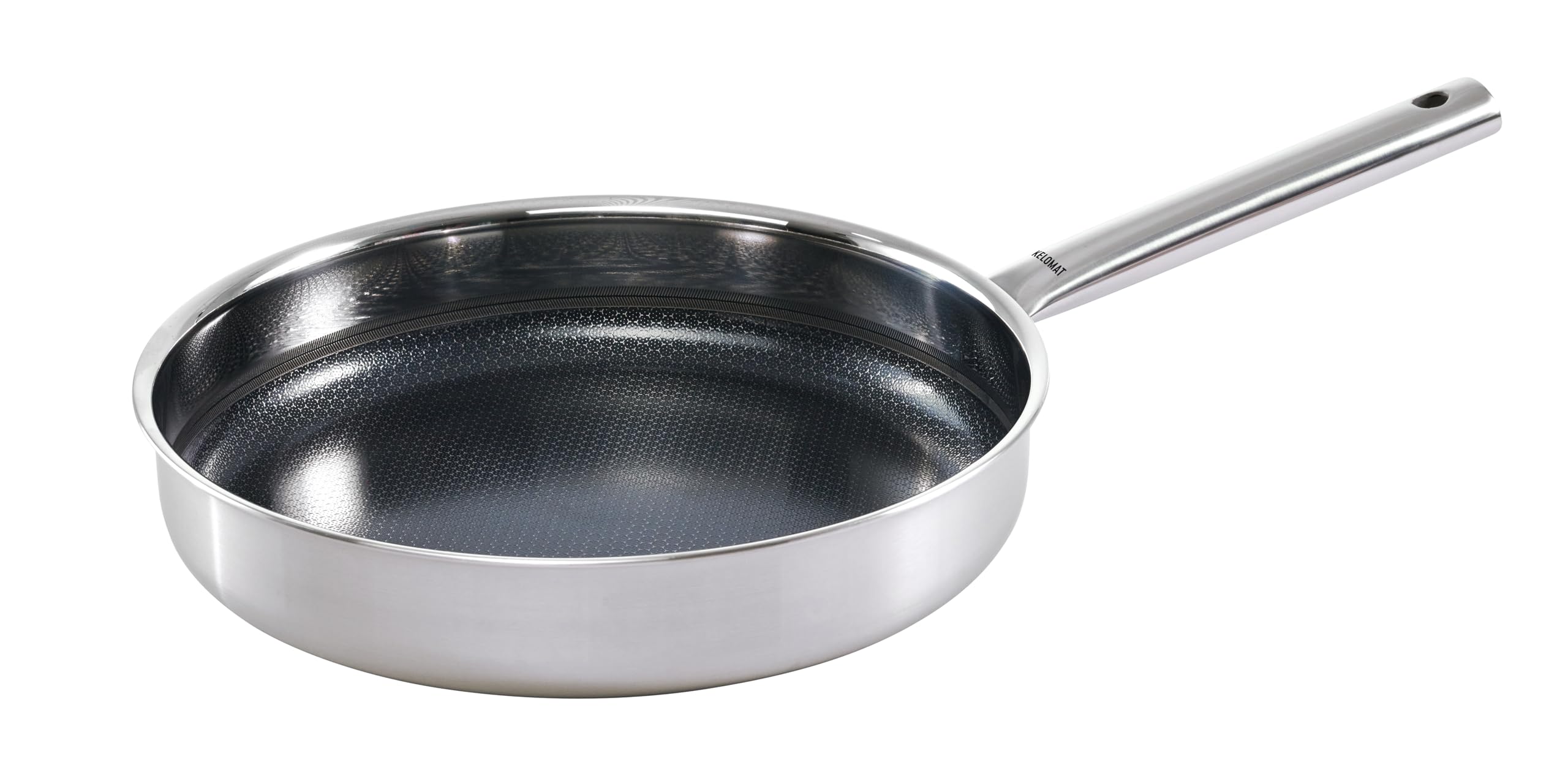 Kelomat 3524-327, Prime Edelstahl Bratpfanne, 28cm Durchmesser, mit keramischer Antihaftversiegelung und kratzfester Hexagon Wabenstruktur, alle Herdarten, auch Induktion