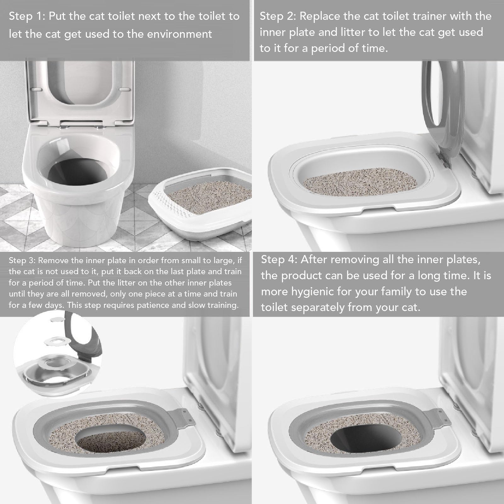 Kit D'entraînement à la Toilette pour Chat, Siège D'urinoir Professionnel Réutilisable pour Entraîneur de Toilettes pour Chat Siège D'entraînement de Toilette Pot
