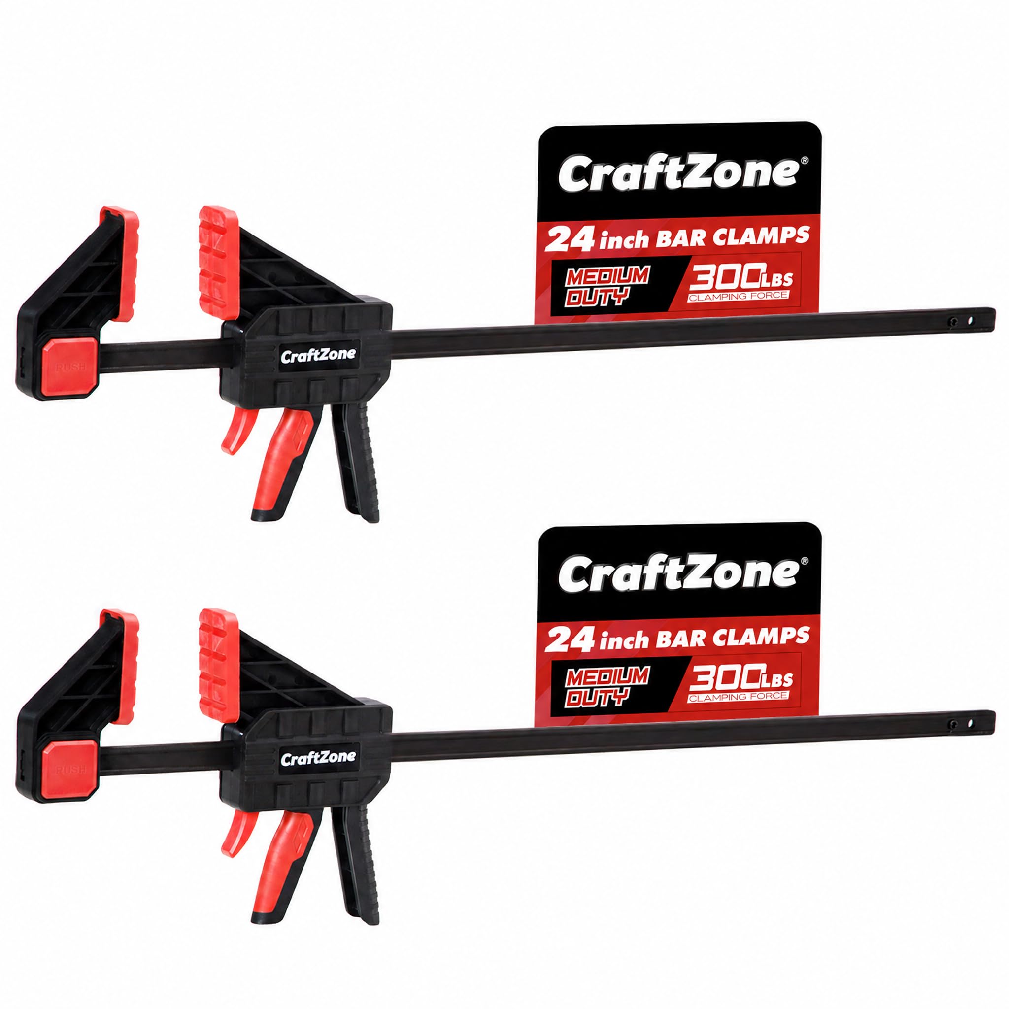 Bar Clamps Wood Clamps for Woodworking 24" One Hand Clamp/Spreader - 2-pack Quick Clamps E-Z Hold Bar Clamps Set F Clamp with 300 lbs Load Limit Medium Duty 24inch