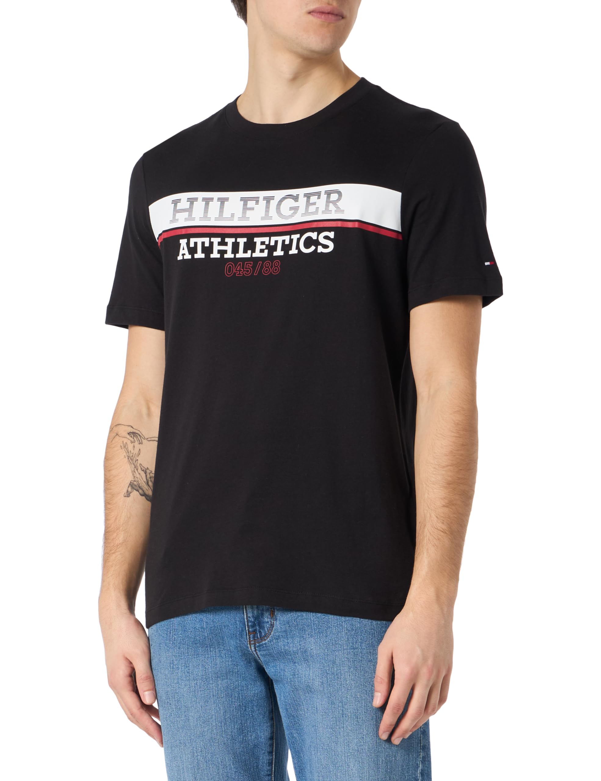 Tommy Hilfiger Camiseta de manga corta Hombre Hilfiger Ath Tee Cuello redondo, Blau (Azul), 3XL