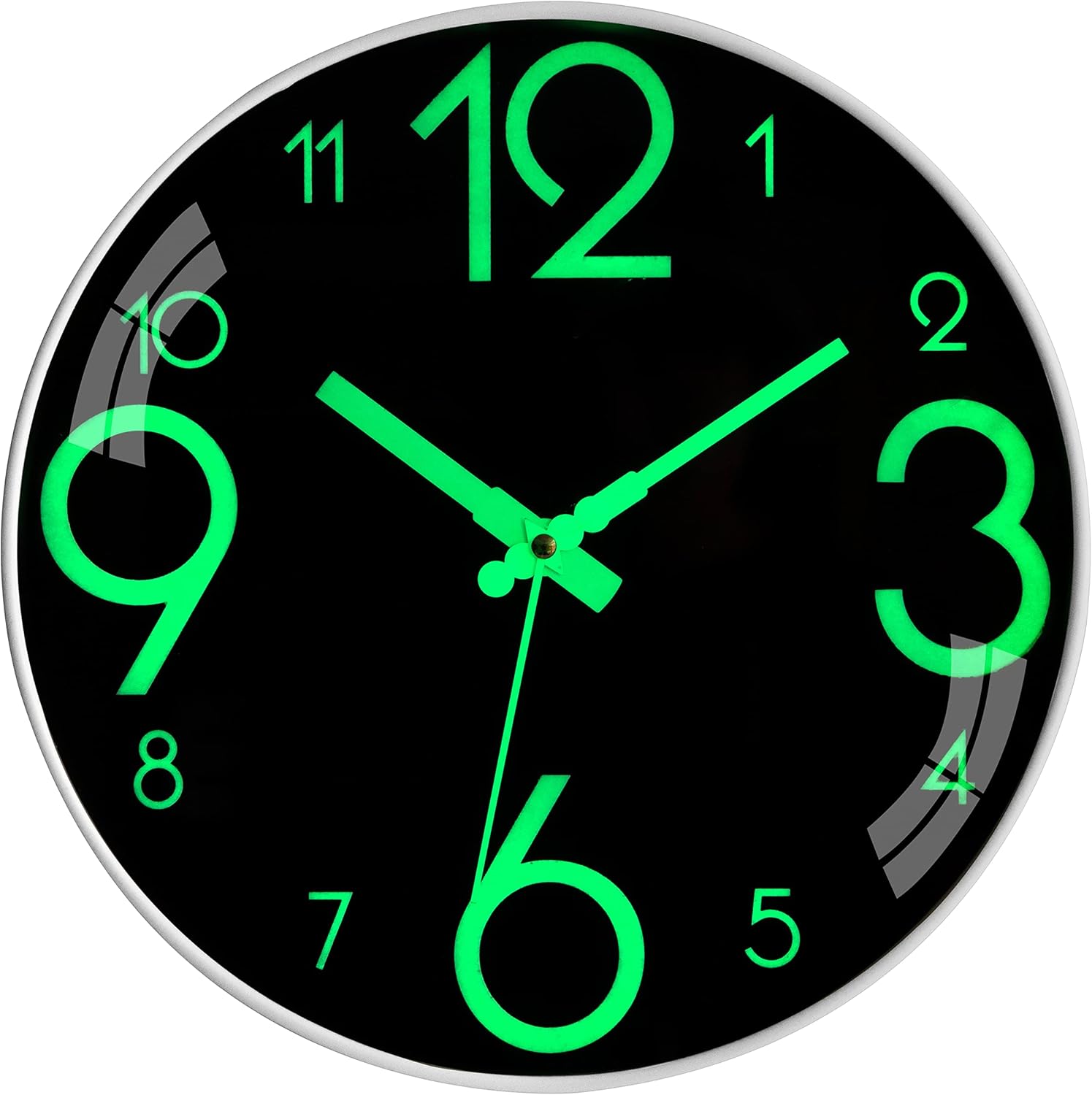 Glow in The Dark Wall Clock 12 inch Silent NonTicking Battery Operated Luminous