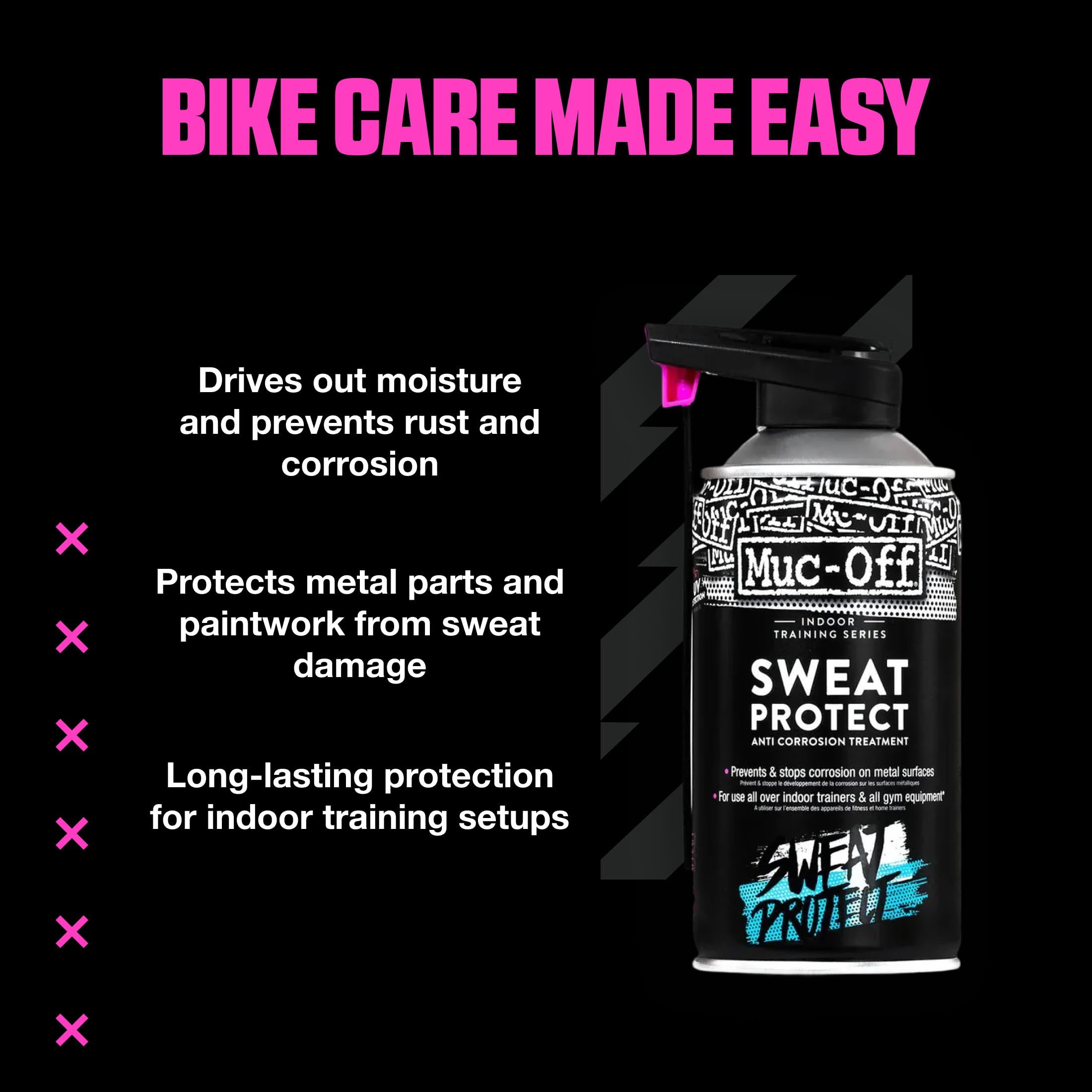 Muc-Off Indoor Training Sweat Protect, 300 ml - Spray Protettivo - Antiruggine Spray e Anticorrosione per Biciclette Indoor e Attrezzature da Palestra