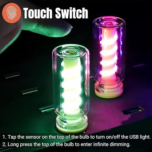 Miniatura 3 de Luces USB para automóvil, control táctil regulable 3D, iluminación ambiental para automóvil, luz nocturna USB enchufable, estilo retro, mini