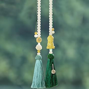Buddha Rear View Mirror Accessories Hanging Charms, The Bodhisattva of Compassion with Tassels Car Hanging Ornament, Cute Car Accessories for Women/Men, Fo Bao Ping an