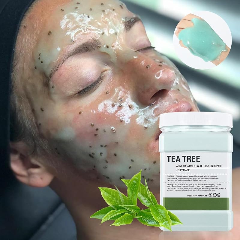 Máscara facial de gel em pó GUOYAOLIFU com chá verde, 23 oz