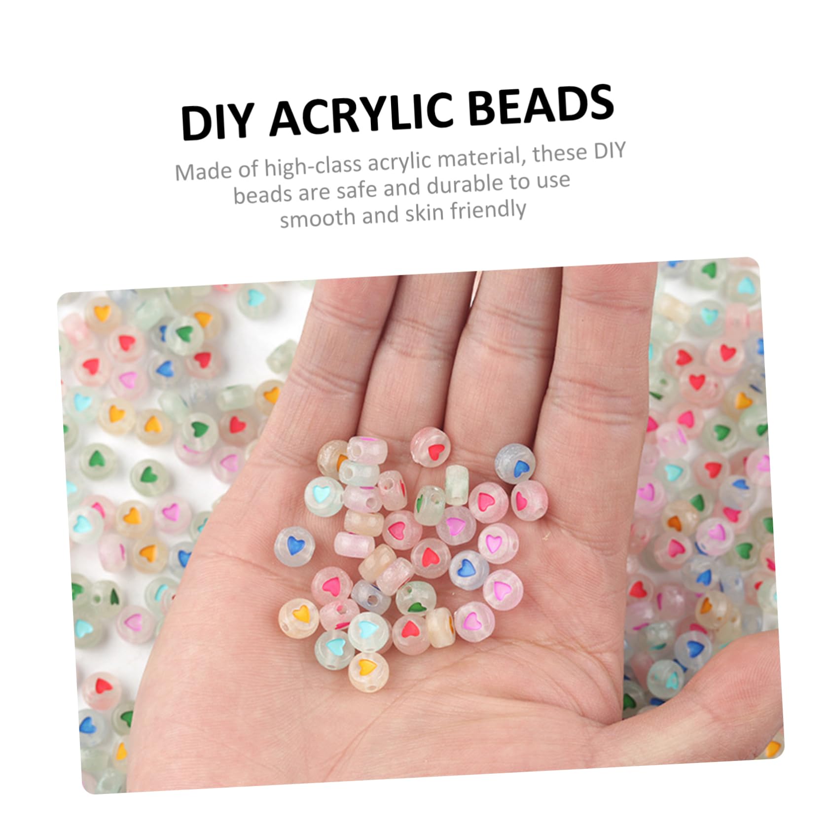 STOBOK 5stücke Leuchtenden Acrylperlen Für Schmuck Bunte Herz Alphabet Muster Und Zahlenperlen Für Armbänder Halsketten Und Kreative Bastelprojekte