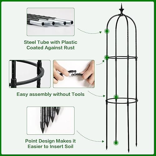 Vista 3 de Echpzed 3.7ft Arched Garden Trellis for Climbing Plants and Vegetables,Versatile and Easy Setup Obelisk Garden Plant Support Cage for Roses, Vines
