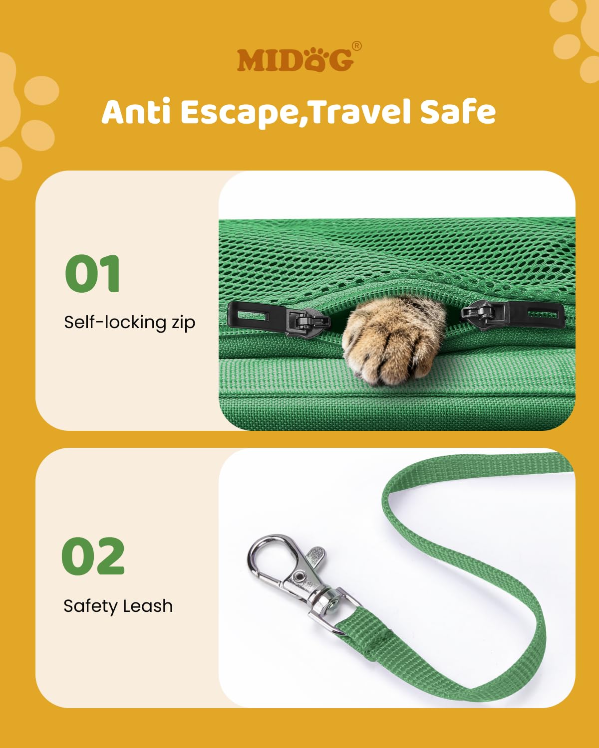 MIDOG Cat Carrier Soft for Small to Medium-Sized Cats,Up to 25 Lbs, TSA Airline Approved Soft Sided Pet Carrier - image 4