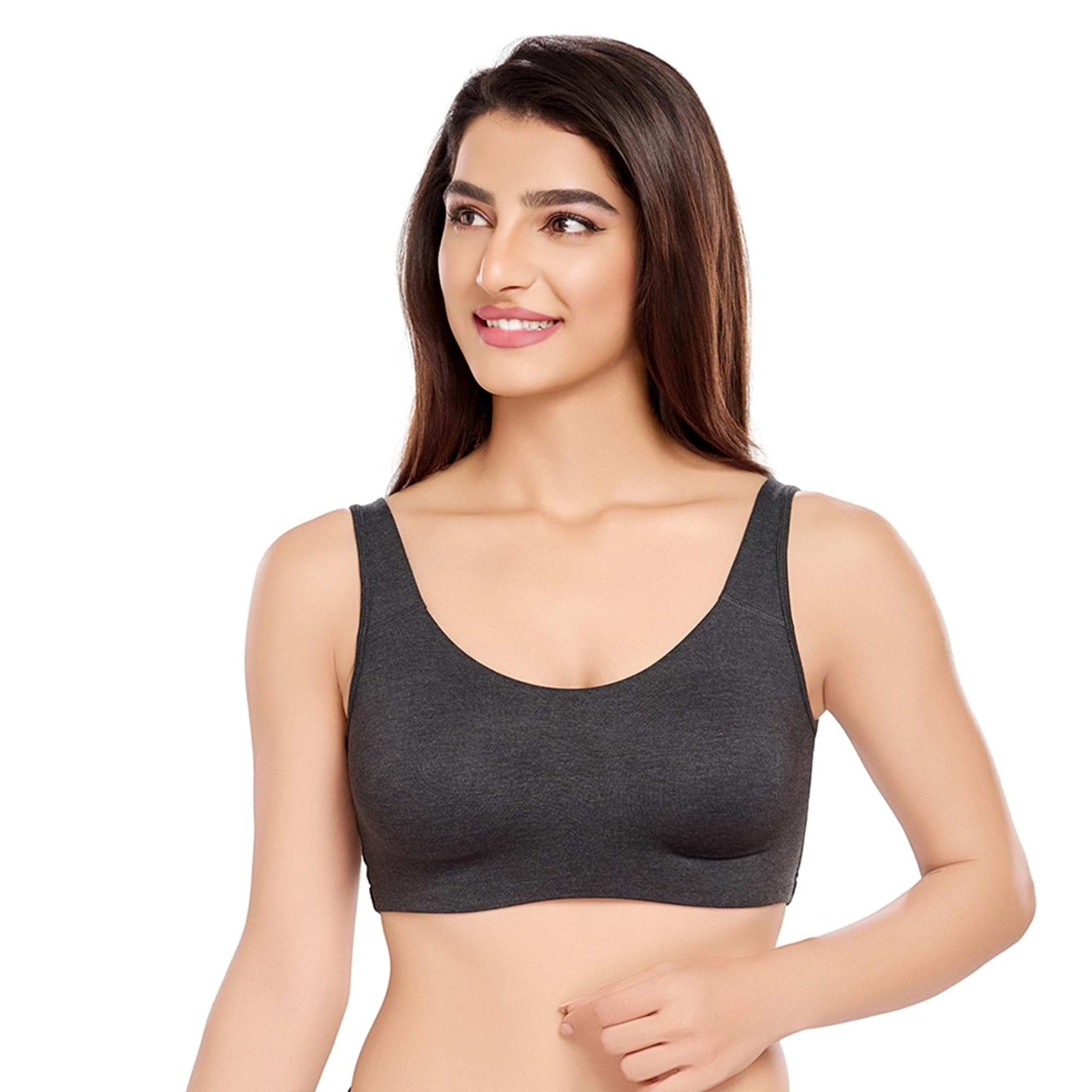 juliet Non Padded Full Coverage Sports Bra for Women | Slip on Bra | Low Impact High Coverage Wireless Support Sports Bra JS 90-picture-17