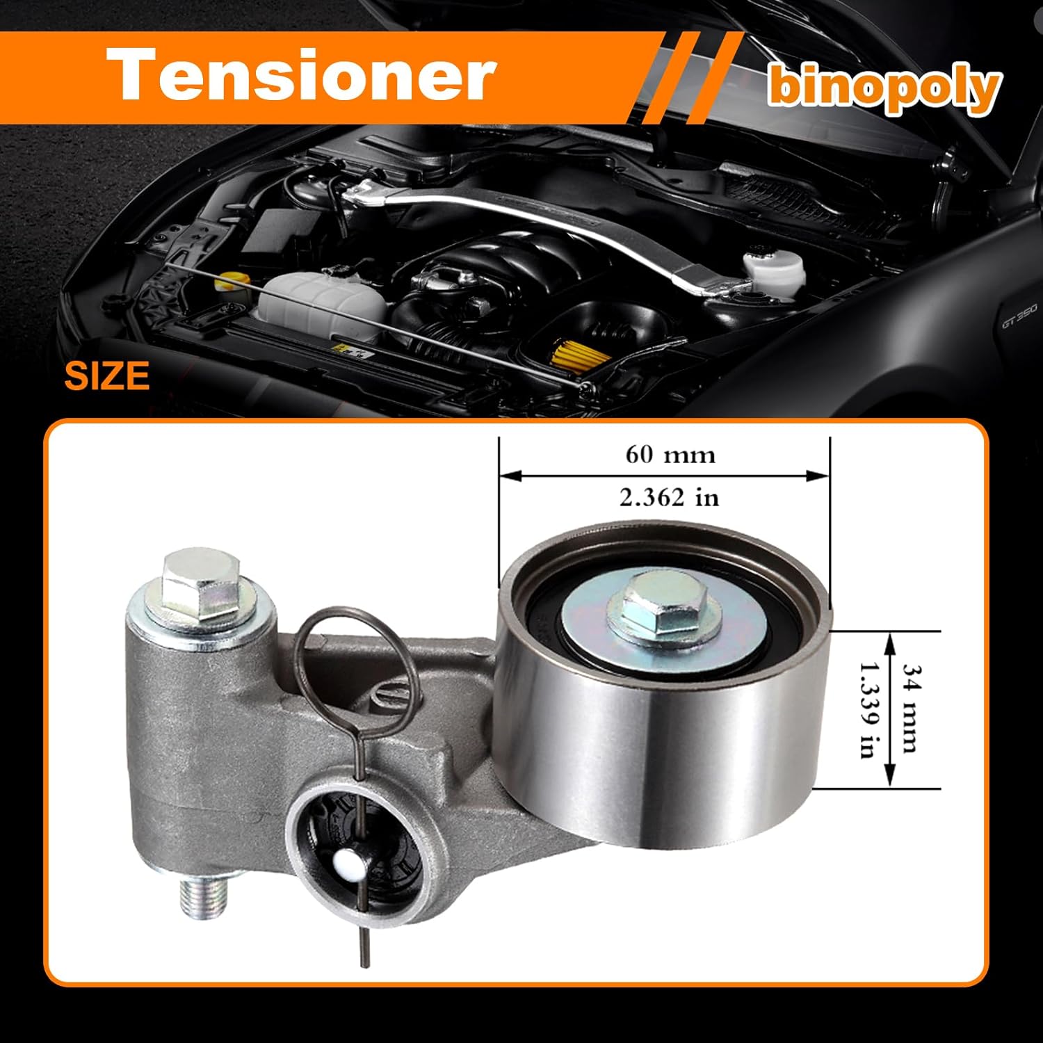binopoly T43138 Drive Belt Tensioner Assembly With Pulley For Saab 9-2X 05-06 Subaru Forester 98-13/Impreza 98-14/Legacy 97-12/Outback 00-12/Baja 03-06 OE#13033AA000 85065 13033AA041